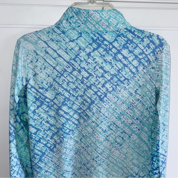 Ibkul Long Sleeve Mock 1/2 Zip Liz Jade/Lavender Print SPF 50 Sz XS - Picture 10 of 11